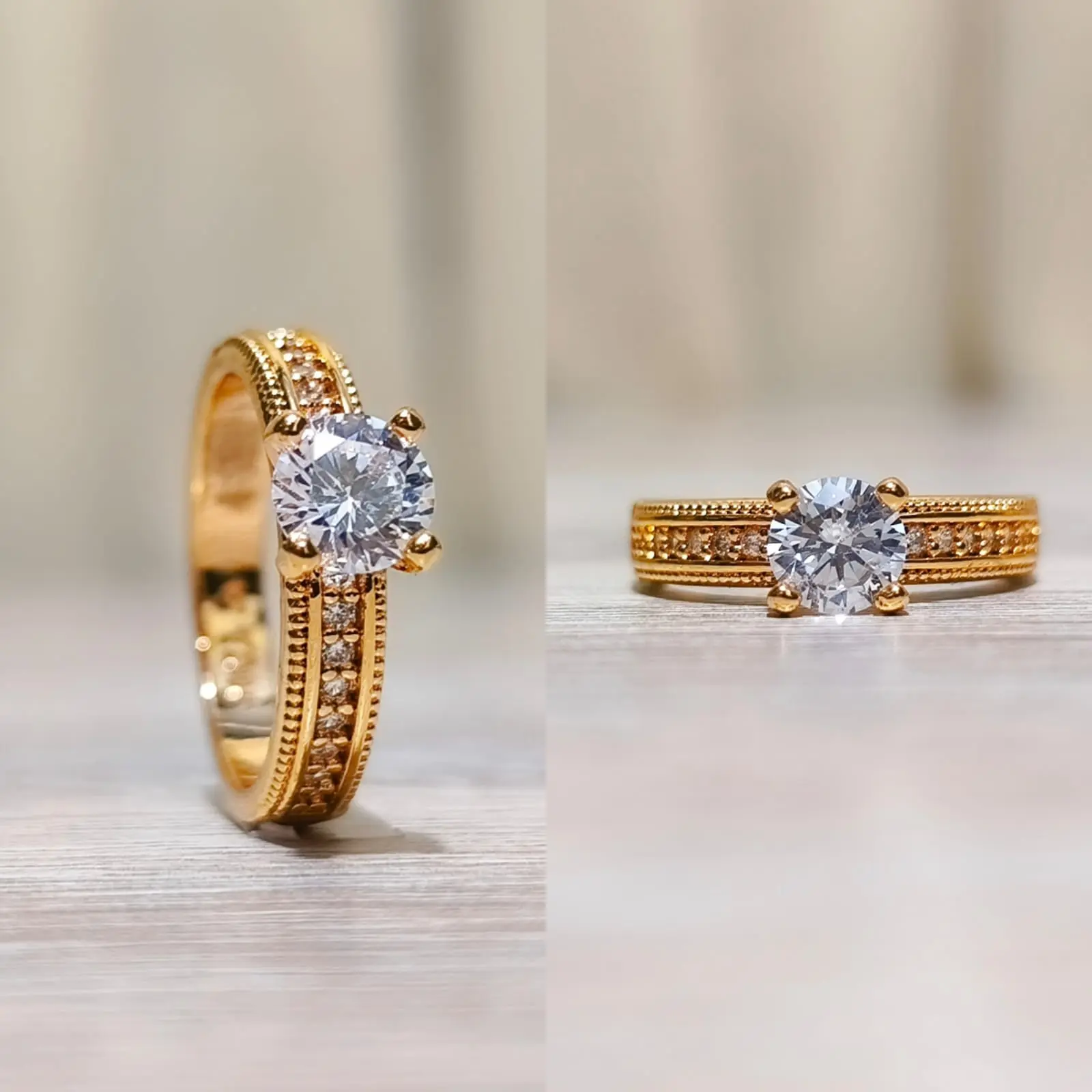 Cincin wanita elegant permata satu ring permata baris mewah CC-SE402