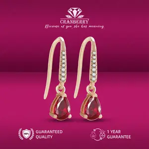 OS1-E35 Anting Wanita Cranberry Premium Permata Red Ruby Anti Luntur Berubah Warna Garansi 1 Tahun Fahshion Accessories Size Adjustable Kualitas Grade VVS1 Aksesoris Anting Nikah Elegan COD