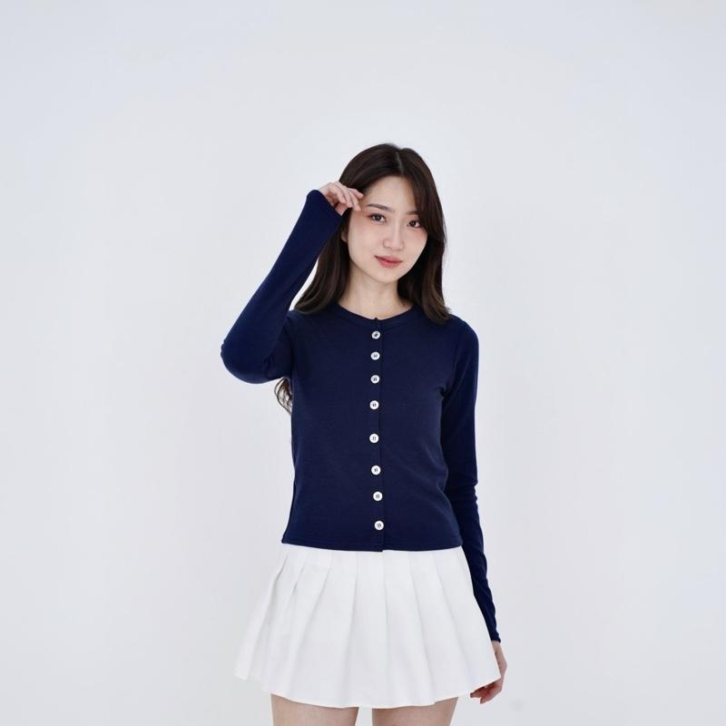 SELVER - Cardigan Knit Atasan Wanita Korean Top Outer Rib Knitted Premium