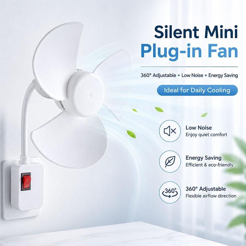 Quạt mini chạy êm ái với động cơ không chổi than, điều chỉnh 360°, tiết kiệm năng lượng, thích hợp cho nhà bếp, phòng tắm, phòng ký túc xá.