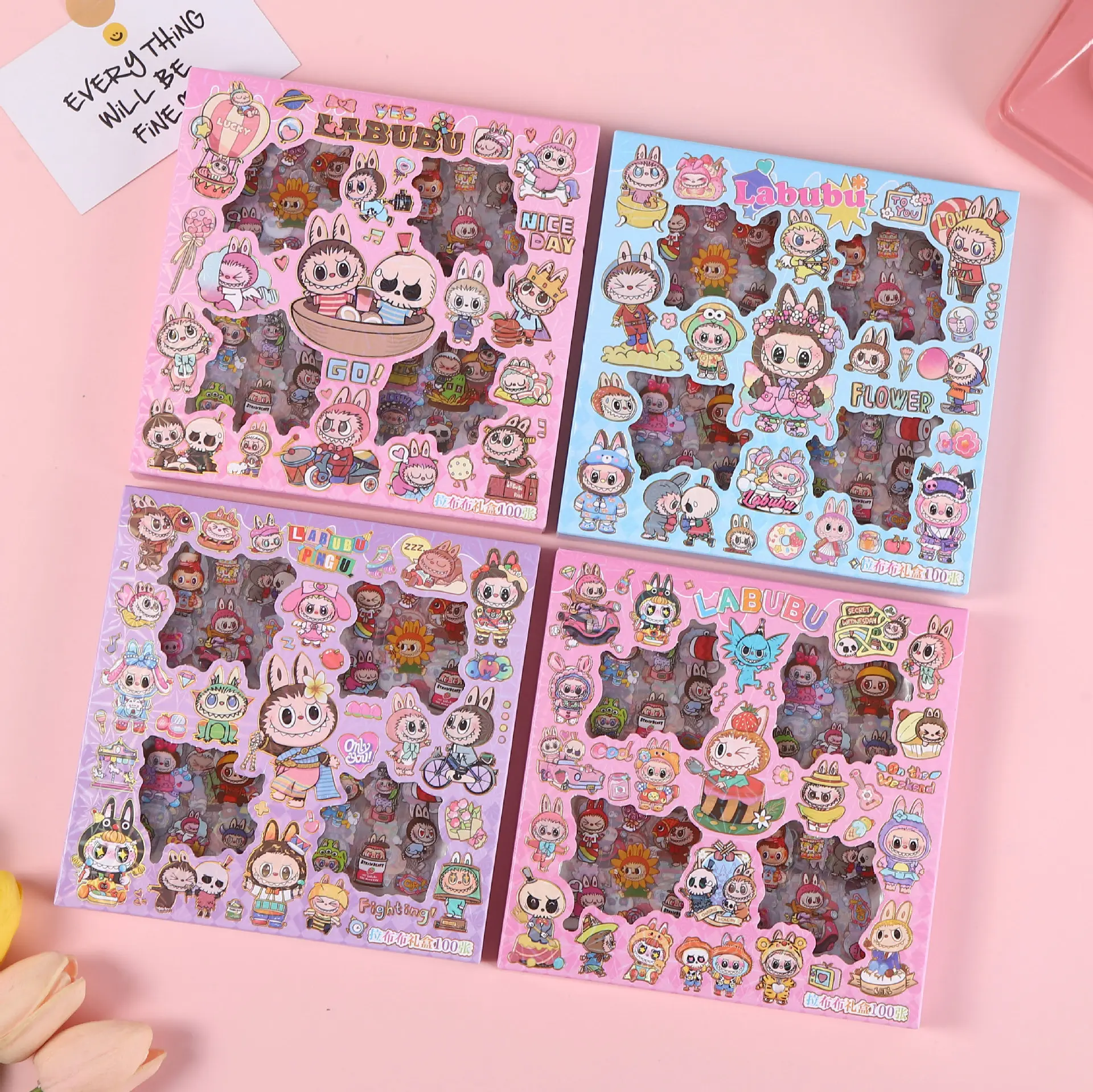 {Bells} 100 Lembar Stiker Motif Kartun Korea Lucu Anti Air Dekorasi Handbook Scrapbook DIY kotak