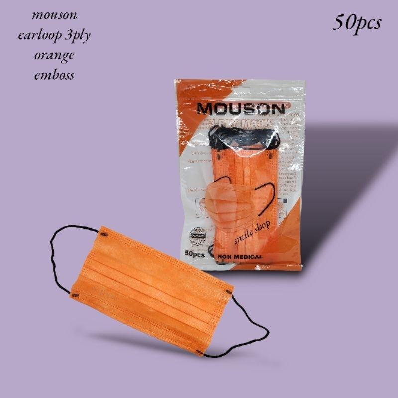 MASKER ALKINDO/MOUSON BLUE EARLOOP 3PLY 1PACK 50PCS Biru Pink - ORANGE MOUSON 3PLY 50 PCS, Standar