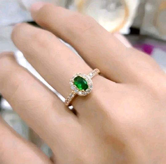 Cicni Wanita Titanium Anti Karat Permata Tanam Oval Cantik Elegan Rings