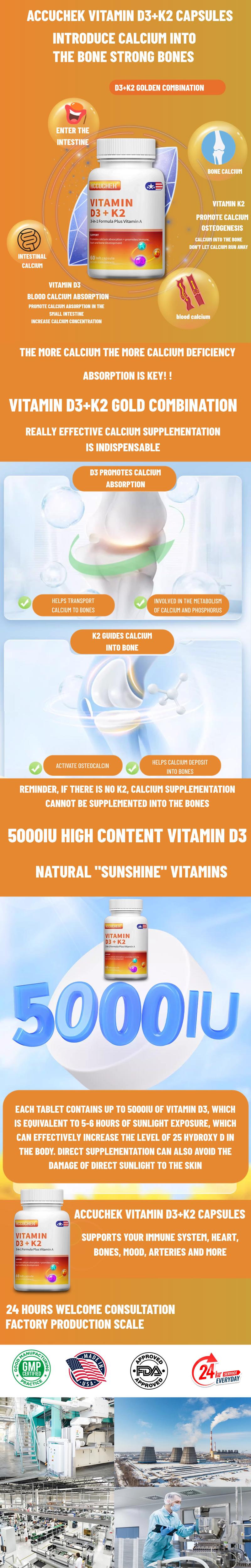 Suplemen D3K2 5000 IU, Vitamin D dan K, Mendukung Kesehatan Tulang dan Gigi, Menjaga Keseimbangan Kalsium