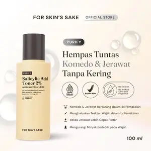 For Skin’s Sake FSS Salicylic Acid Toner 2% BHA Toner with Succinic Acid Toner Eksfoliasi Solusi Untuk Menghilangkan Komedo Membandel dan Whitehead Acne Toner Menghilangkan Bruntusan Membersihkan Pori Tersumbat Menghaluskan Tekstur Kulit