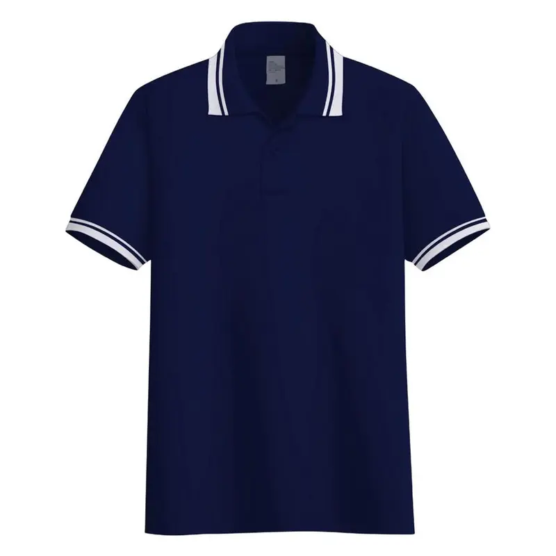Noveli wear - Kaos polo shirt polos Navy Blue kerah stripe | kaos kerah seragam pria lengan pendek 0