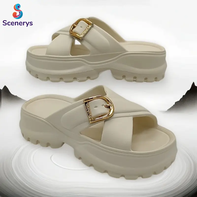 Scenerys Sandal wedges wanita, sandal fuji trendy, sandal jelly wanita motif korea, tali ganda, sandal kasual wanita 2025 8