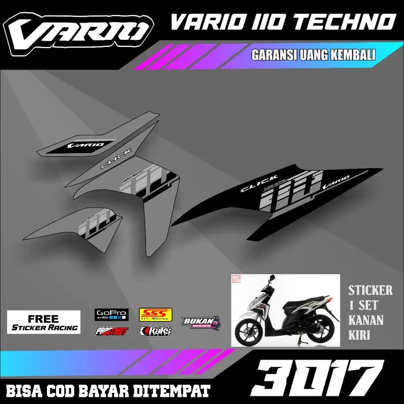 Striping Sticker lis decal Vario Techno 110 motif vietnam style click semi fullbody 3