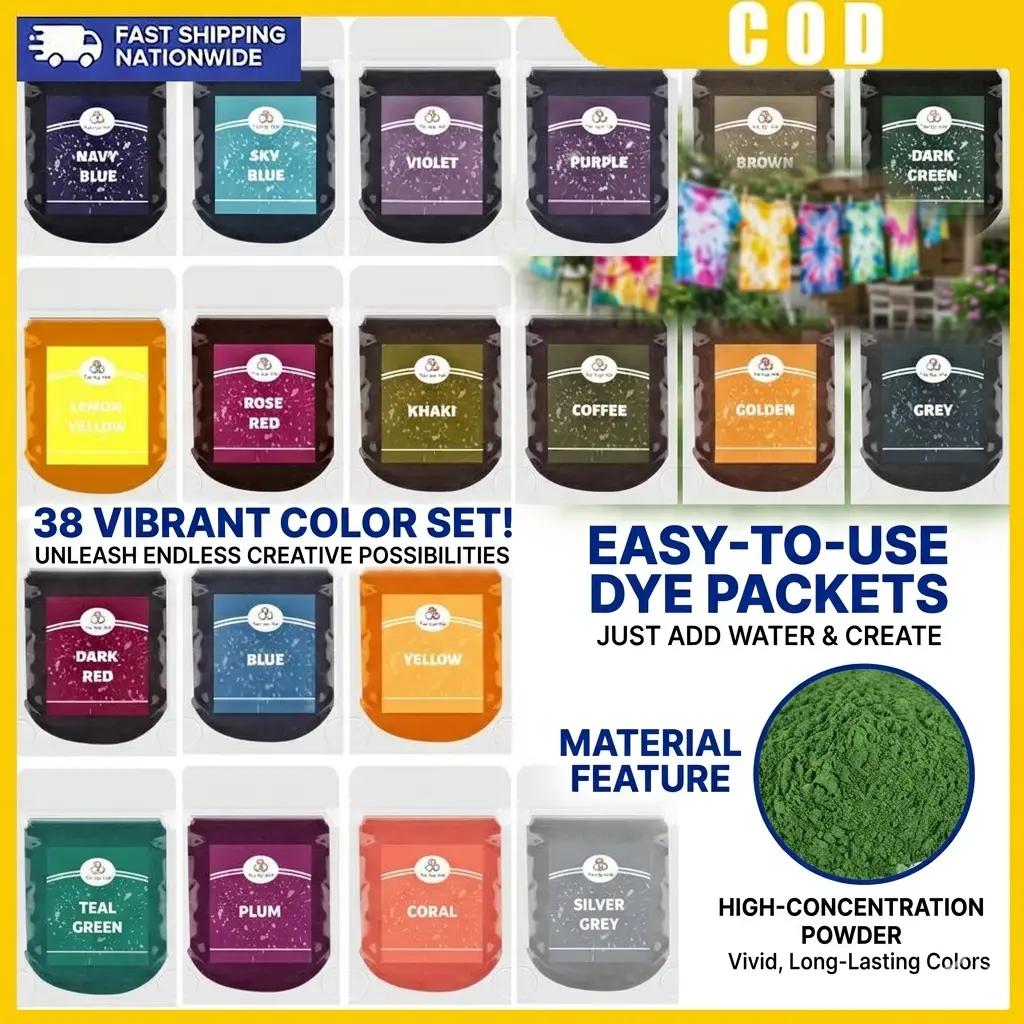 34colors 10g Fabric Dyes Textile Dyeing Pigments DIY Garment Tie Dyeing Supplies for Clothing Renovation COD