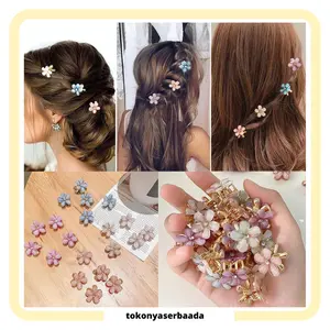 TSA (COD) Jepit Rambut Poni Bentuk Bunga Kecil Korea 1 Pcs Jepit Mini Bunga Daisy Dua Sisi Double Side Crystal Flower Hair Claw Warna Pastel Korea Kawaii Jepitan Rambut Bunga Kepang
