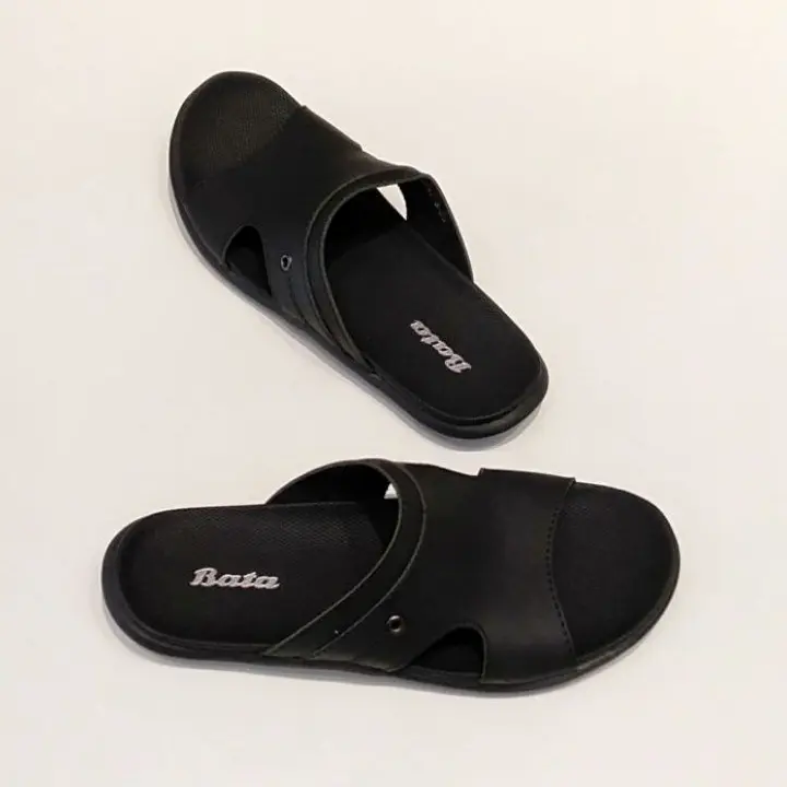 Sandal Bata Pria Skip Black Terbaru Sendal Selop Kulit Kasual Nyaman di Gunakan Kekinian Unisex 4