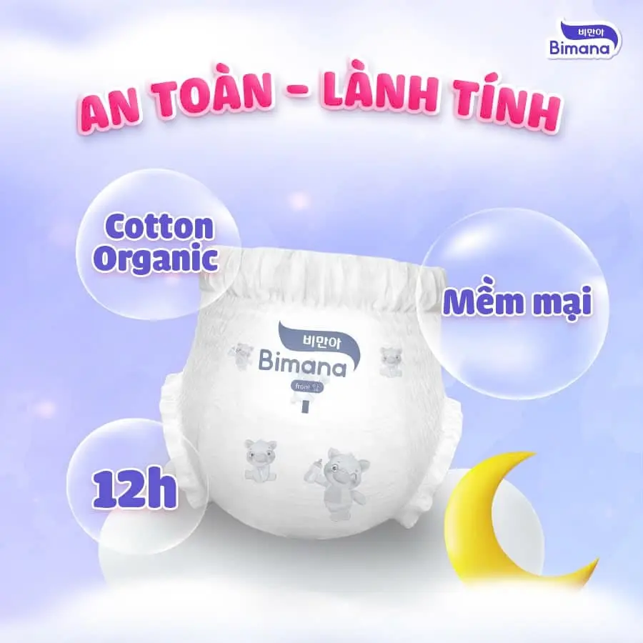 [MIẾNG DÙNG THỬ] - Tã bỉm Bimana Hàn Quốc mềm thoáng, chống tràn hiệu quả