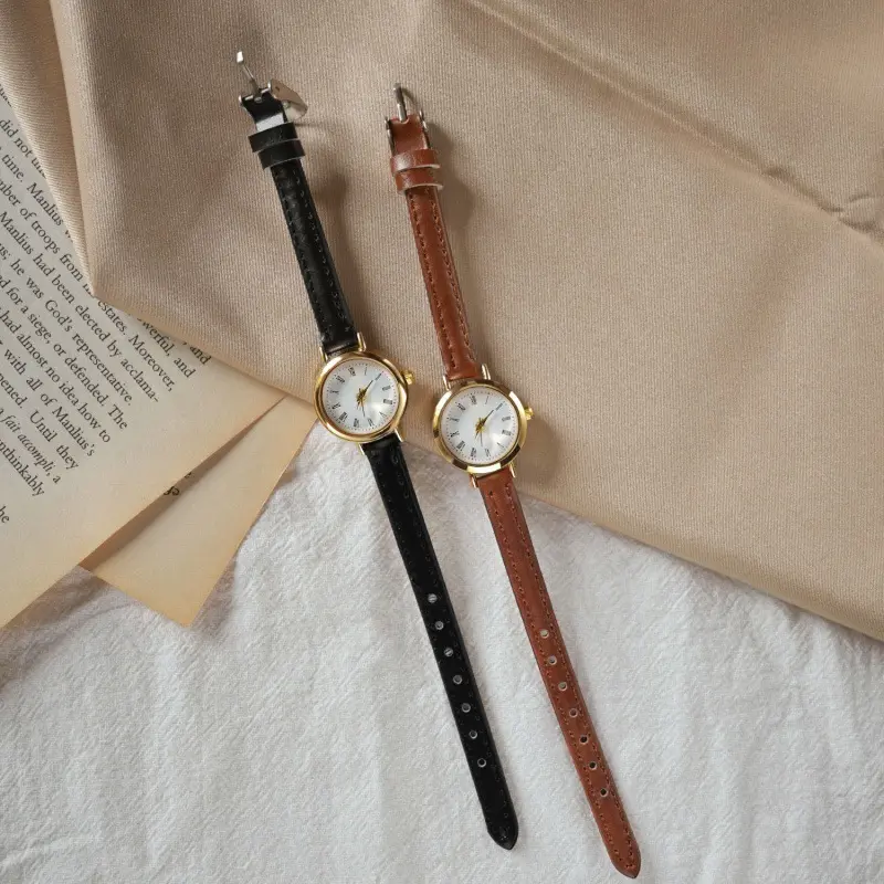 ELBER J200 Jam Tangan Casual Wanita Analog Kecil Dial Bulat Dengan Strap Pu Leather Fashion Jam Tangan Unisex Y1835 2