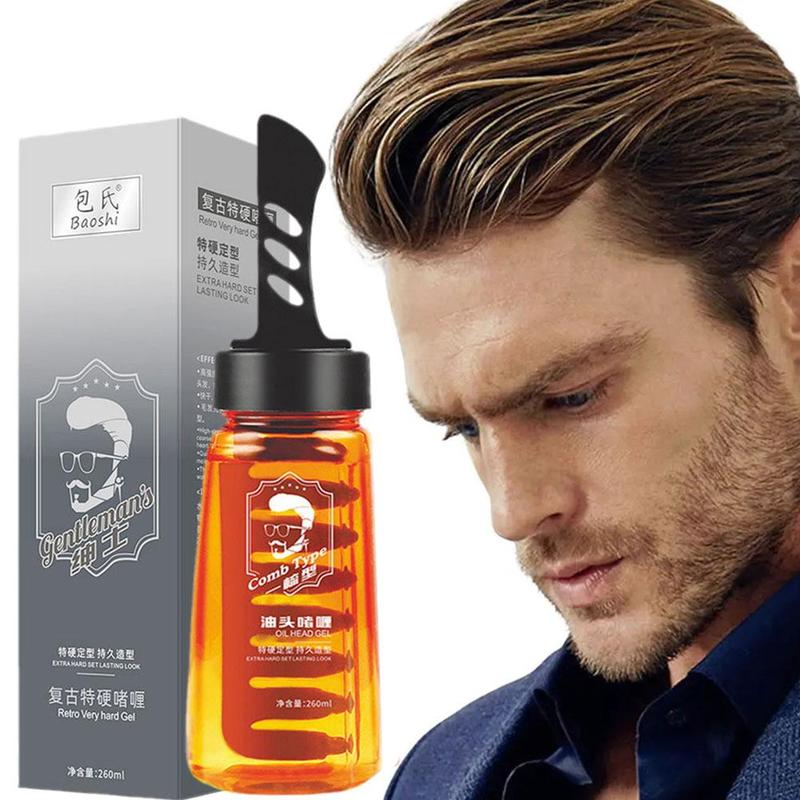 Gel vuốt tóc nam Yishuku dưỡng ẩm và tạo kiểu, pomade mượt có lược kèm theo