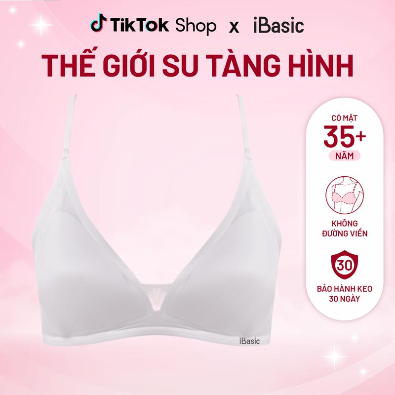 Áo ngực su không đường may iBasic phối lưới mút mỏng tam giác Bralette - BRAY103