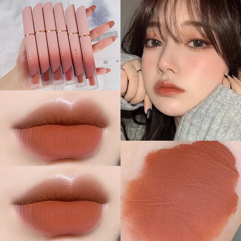 Son Môi Nhiều Màu, Lì Nhung, PCU, Lâu Trôi, Không Thấm Nước, Bóng, Cảm Giác Sương Mù, Lâu Trôi, Son Môi Cosmetic Mỹ Phẩm Trang Điểm Nữ Women 6