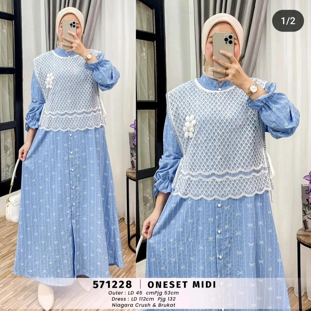 dahlia one set midi bahan Niagara crush+brukat