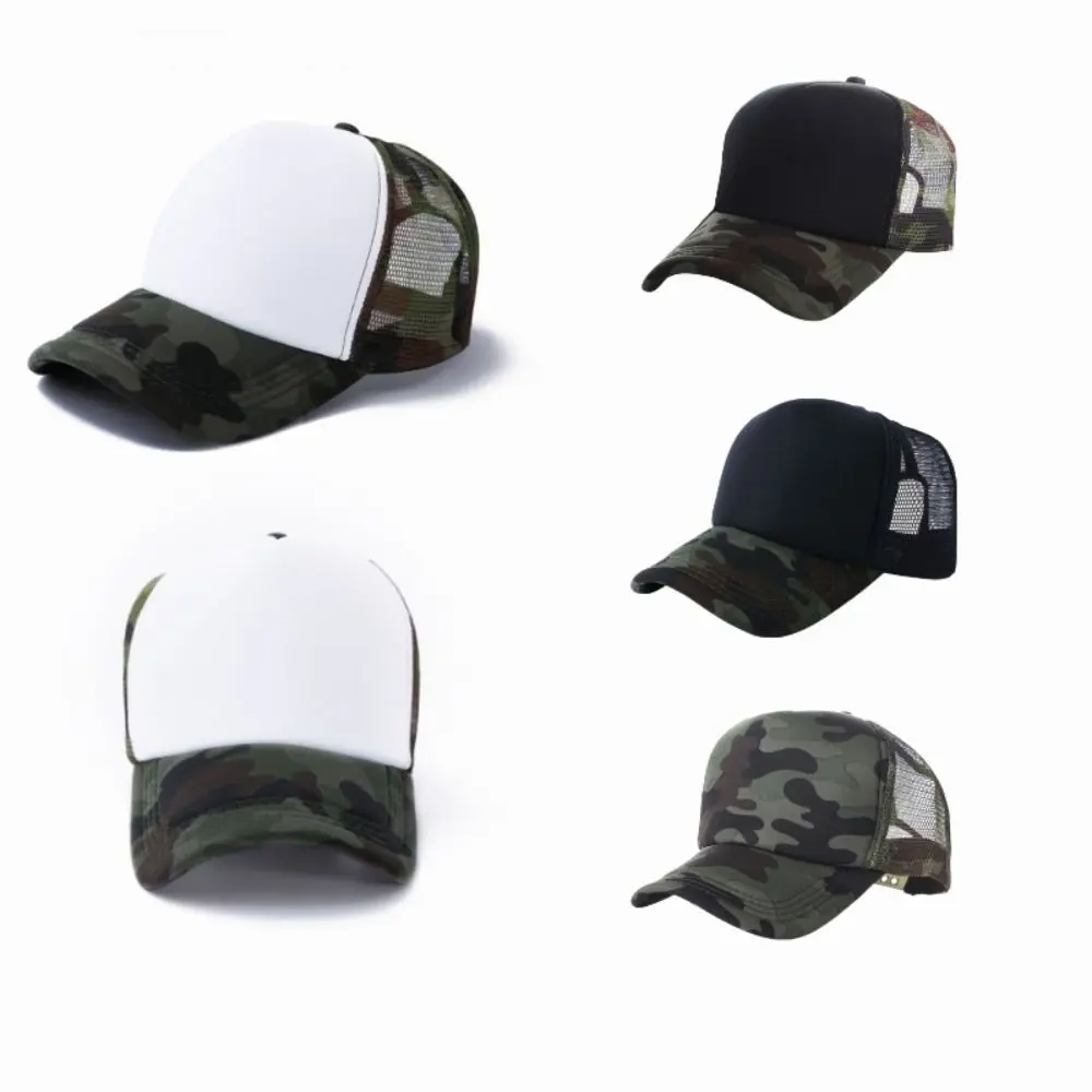 wficee Casual Sun Protection Baseball Cap Breathable Mesh Sunscreen Hat Camouflage Adjustable Trucker Cap Summer