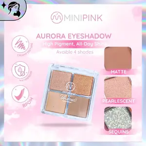 MINIPINK Aurora Eyeshadow Palette 4 Warna Pigmented Tahan Lama Shimmer Glitter Matte MP047