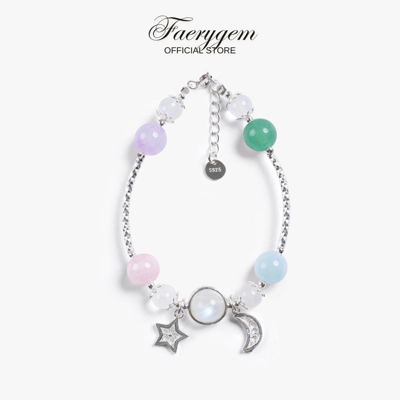 Lắc tay thiết kế FaeryGem 3 charm mix 5 loại đá thu hút may mắn cho tất cả các năng lượng - By FaeryGem Silver S925