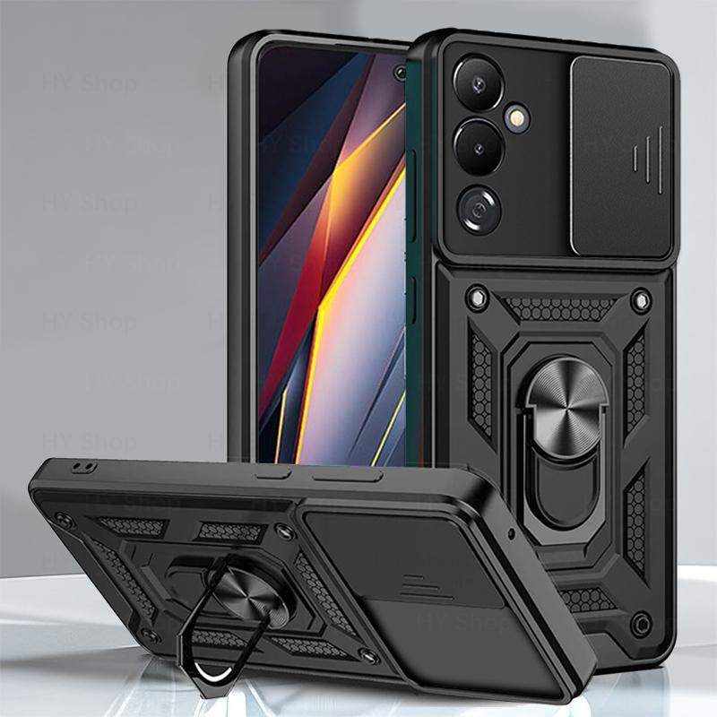  Ốp Điện Thoại Có Giá Đỡ Nhẫn Cho Tecno Pova Neo 2 3 4 Pro Ốp Chống Sốc Áo Giáp Có Thanh Trượt Camera Vỏ Bảo Vệ 