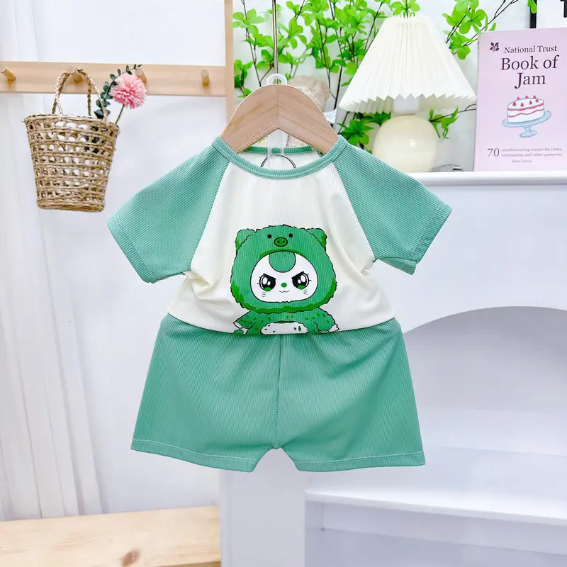[MS15] SET5 Bộ Cộc Thun Tăm Lạnh  Hình Baby Three  dễ thương,phối quần và tay sang xịn cho bé trai,bé gái từ 5-16 kg 3