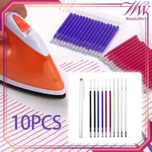 10pcs/Set Pulpen Heat Erasable Heat Erasable Pen Warna Pen Penanda Kain Heat Eraser Pen Dengan 1 Case