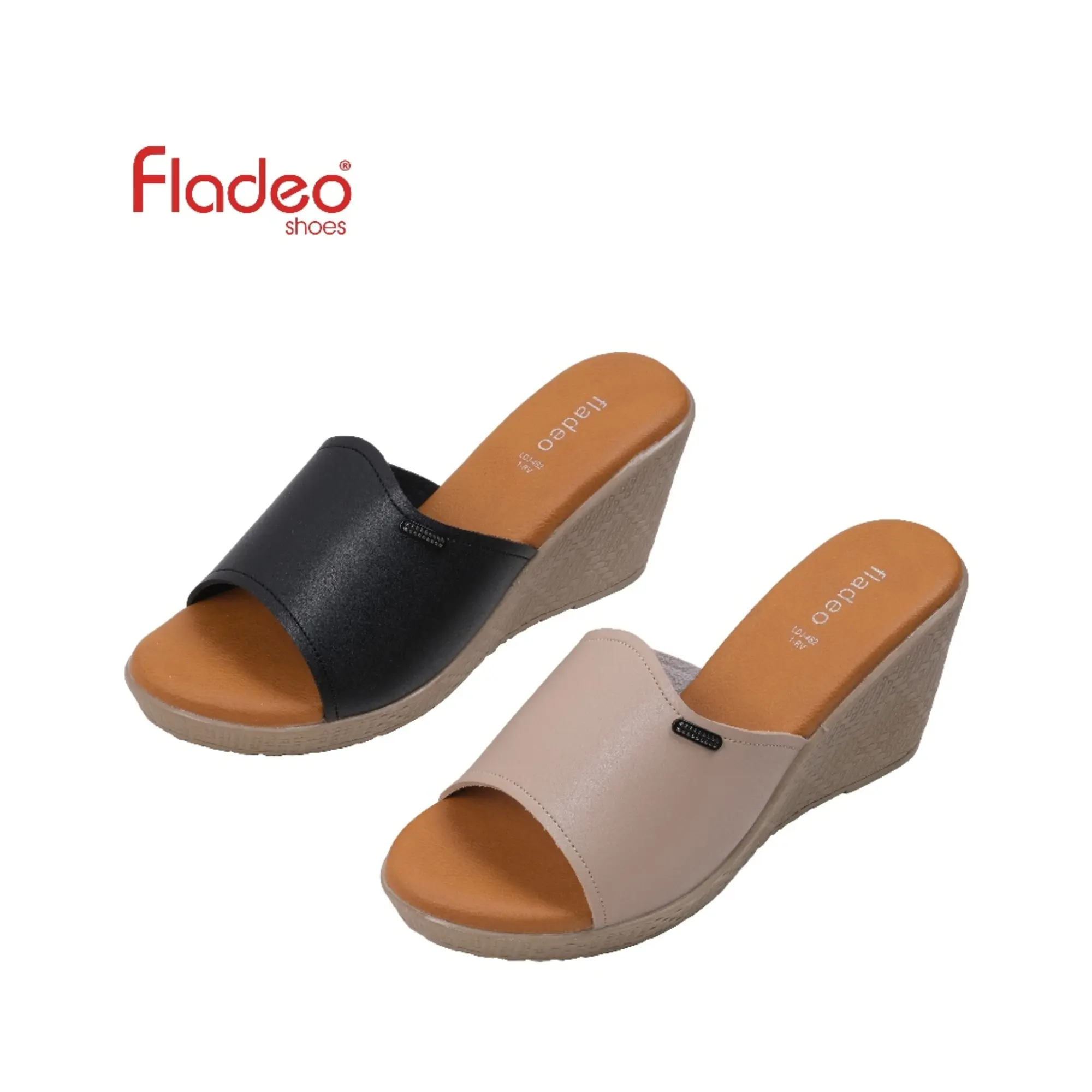 Fladeo F24/LDJ462-1RV/Sandal Wedges Slide Wanita [ Wedges Sandals ]