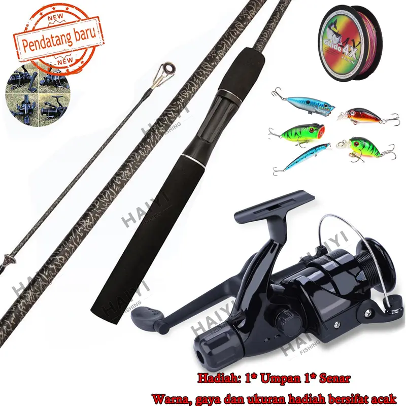 Spining Fishing Set 1.65m/1.8m/2.1m  joran pancing ML Spinning Fishing Rod 2 Sections and CB240 reel pancing set Pancing Rem Belakang Carp Wheel Untuk Air Tawar Dan Air Laut Memancing Gulungan Pancing  Fishing Wheel Fishing Gear 0