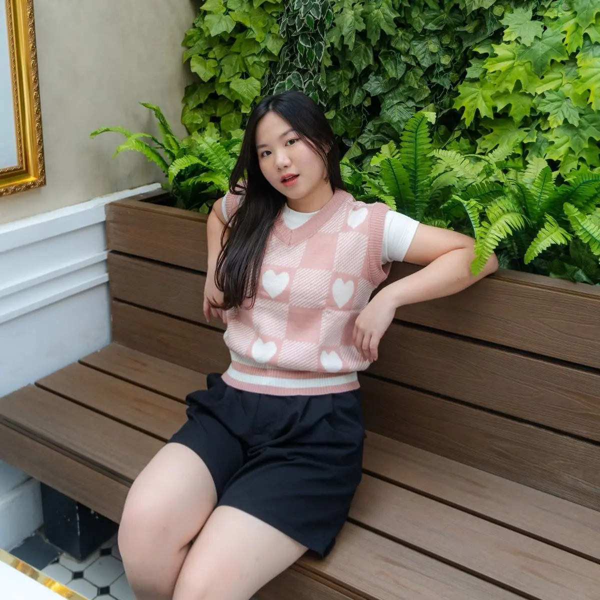 Vest Crop Love Square- Vest Crop Rajut Love Kotak Wanita Rompi Top