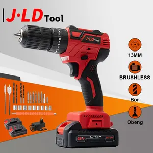 JLD Bor Obeng Palu Elektrik 48V 13mm Brushless dengan Garansi 12 Bulan & Lampu LED untuk Kayu Logam Beton Torsi 28-50NM