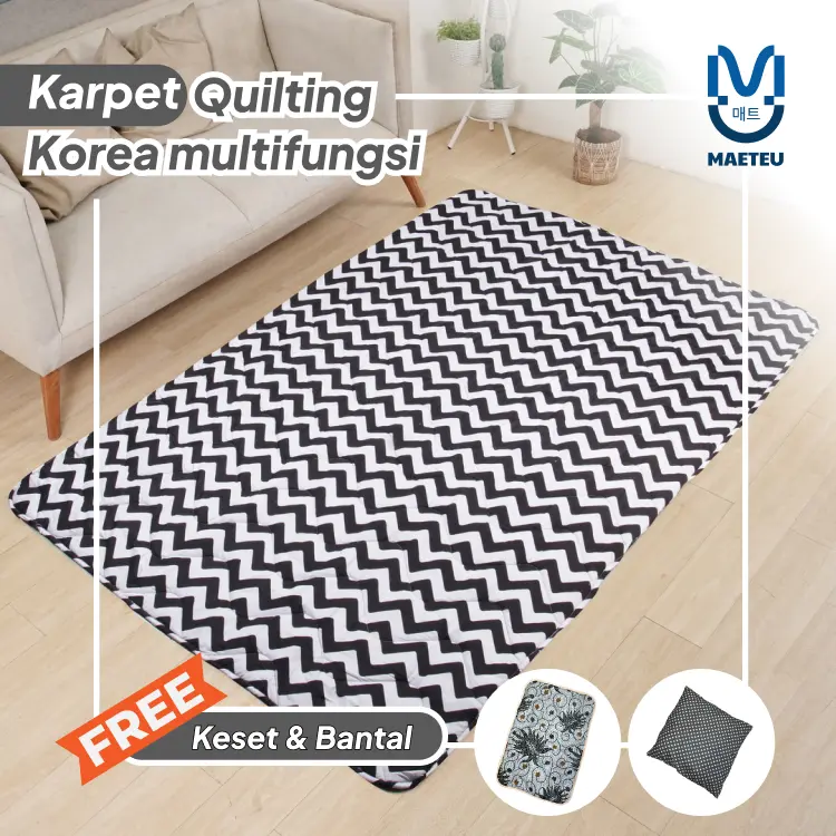 Maeteu Karpet Quilting Korea Viral Multifungsi Motif ZigZag