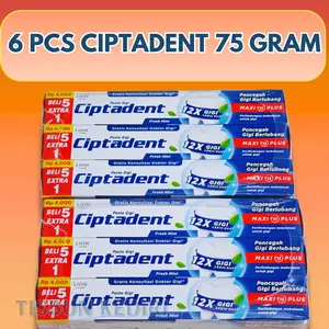 Ciptadent 6 PCS Pasta Gigi 75 Gram Maxi 10 Plus Fresh Mint Untuk Pencuci Gigi Berlubang