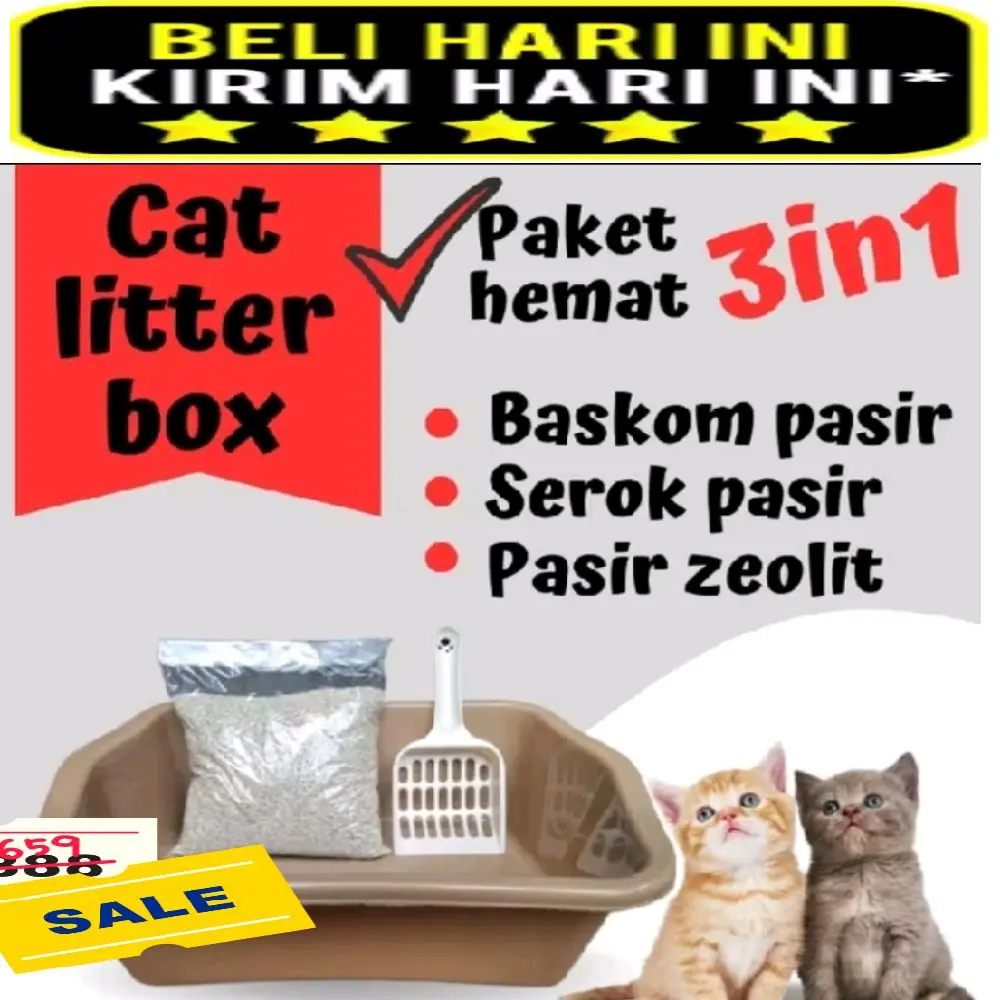 Baskom Pasir Serokan Tempat Pup Kucing Litter box Paket Hemat 3 in 1 gratis bable wrap