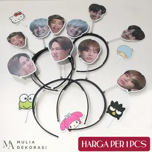 Bando Tuing Polos Tema Aksesoris Konser Ulang Tahun KPOP BTS Custom Muka Lucu Lomba Per 1 Pcs Headbands