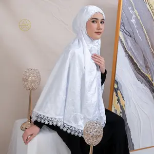 Arshaka 786 - Bergo Instan Sutra Bordir Saku Depan Renda Umroh Haji Series