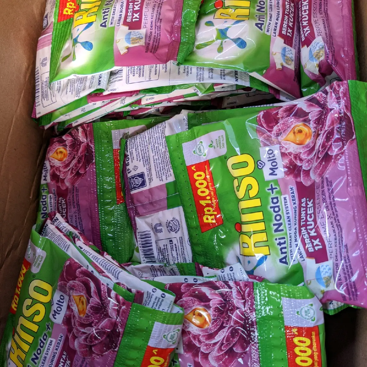 Dapat 36pcs rinso serbuk 40gr kemasan 1000