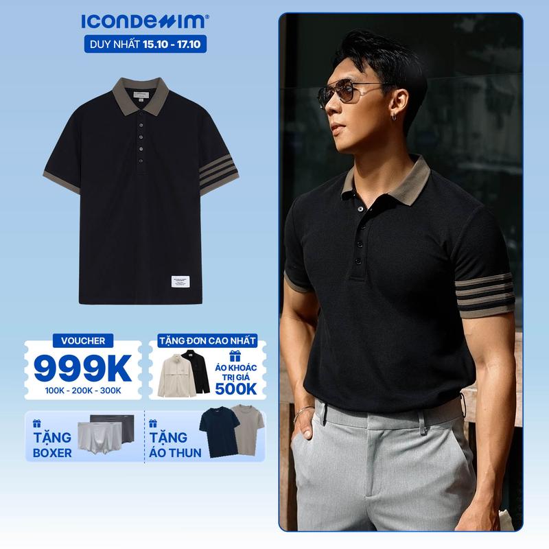 Áo Polo Nam ICONDENIM Phối Viền Tay Impressive Prospect Form Regular PLID0145