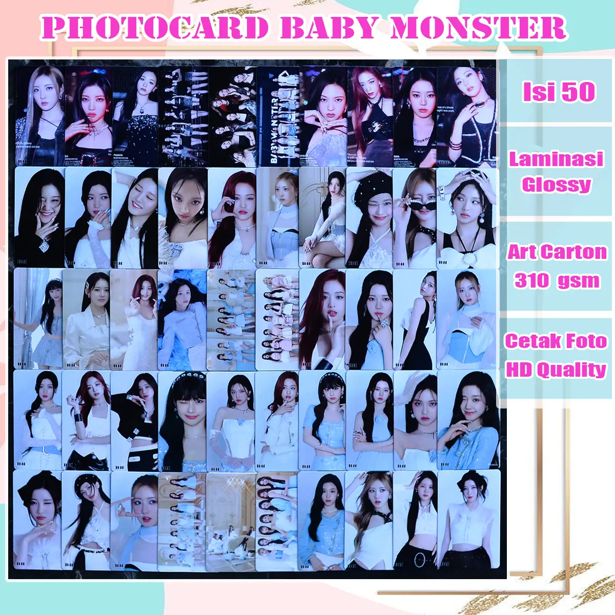 Photocard Baby Monster isi 50 Forever Kpop Merch Unofficial