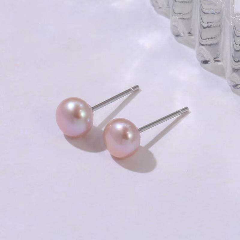 Product Introduction of LU  Freshwater Pearl Purple Pearl Stud Earrings  6-7mm  SKU:ES-017 2
