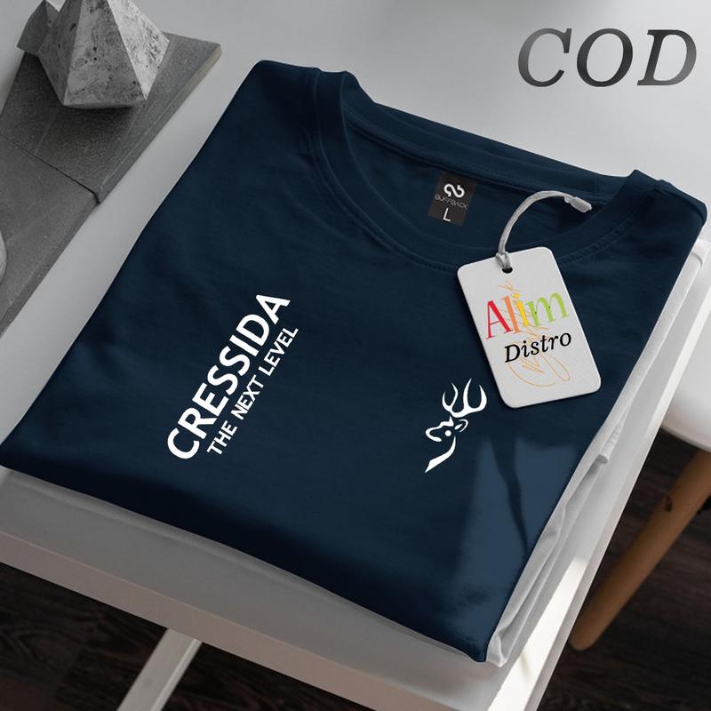 COD !!! Baju Kaos Distro Cressida Kirka Keren Text Putih Premium Quality Kaos Cotton Combed 30s Lengan Pendek T-Shrit Koas Unisex Pria/Wanita 0
