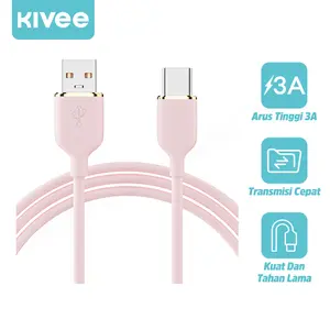 Kivee  Hitam Kabel Data Tipe Micro/Type C/Lightning Fast Charging 1.2m Cable Merah Charger