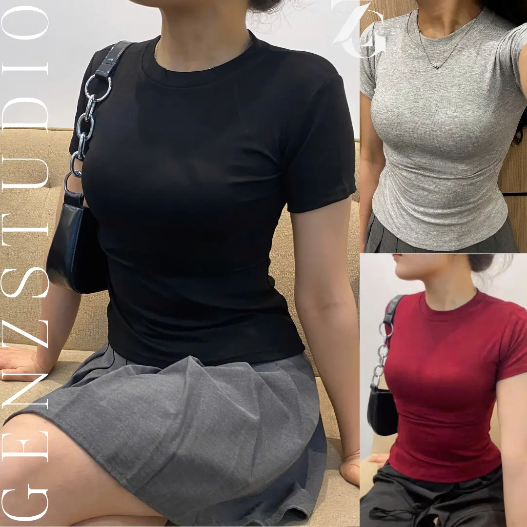 [Mua 3 tặng 1] Áo Thun Ôm Body Tay Ngắn Chiết Eo Chất Thun Tăm Màu Pastel Nhẹ Nhàng GenZ studio - Xưởng May