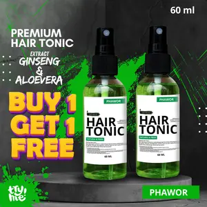 BUY 1 GET 1 PHAWOR  TONIC VITAMIN PENUMUMBUH RAMBUT DAN PELURUS RAMBUT PRIA 60 ML hair