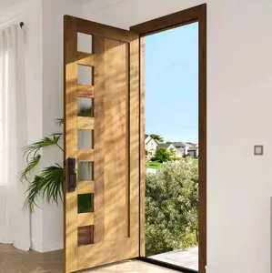 Pintu Jati Modern dengan Desain Minimalis dan Kaca Transparan untuk Rumah Anda