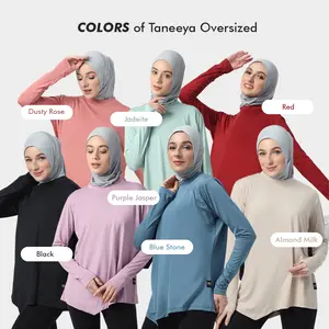 HIA Everywear Taneeya Baju Olahraga Panjang Wanita Running Yoga Pilates Gym Lari Oversized Inner Top Bahan Dry Fit Hecktive Fabric