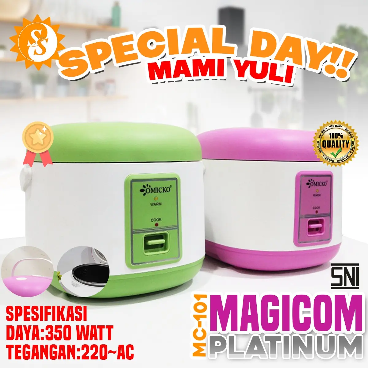 [Exclusive Mamiyuli] Rice Coocker 1.2 Liter / Magic Com 3in1 / Mesin Penanak Nasi ukuran 1,2 Liter / MC-101 Cooker Listrik