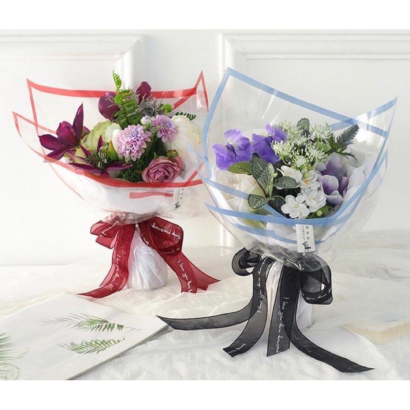 *5 LEMBAR* Kertas Cellophane Bucket Bunga [Frame Transparent Glossy] Flower Wrapping Paper Celophane / Krtas Buket Bening Chellophane Hologram untuk Bouquet Snack Uang Wisuda 3