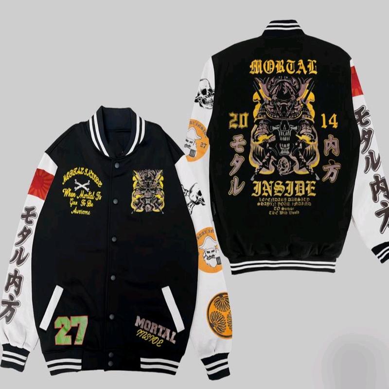 Jaket Baseball Varsity Mortal Inside Full Print / Bomber Varsity Mortal Inside Dragon Full Print - Jaket Baseball Pria Dan Wanita Distro Fleece Dewasa  Anime Nyaman Simple 4
