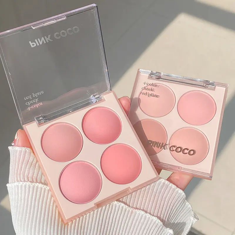Phấn Má Hồng Dạng Phấn, Bốn Màu, Trơn, Làm Sáng, Màu Nude Và Tự Nhiên, Lớp Hoàn Thiện Lì Trang Điểm Nữ Cosmetic 5